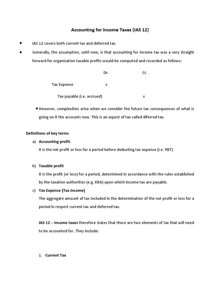 Accounting For Taxes (IAS 12) 1 PDF Deferred Tax Book Value