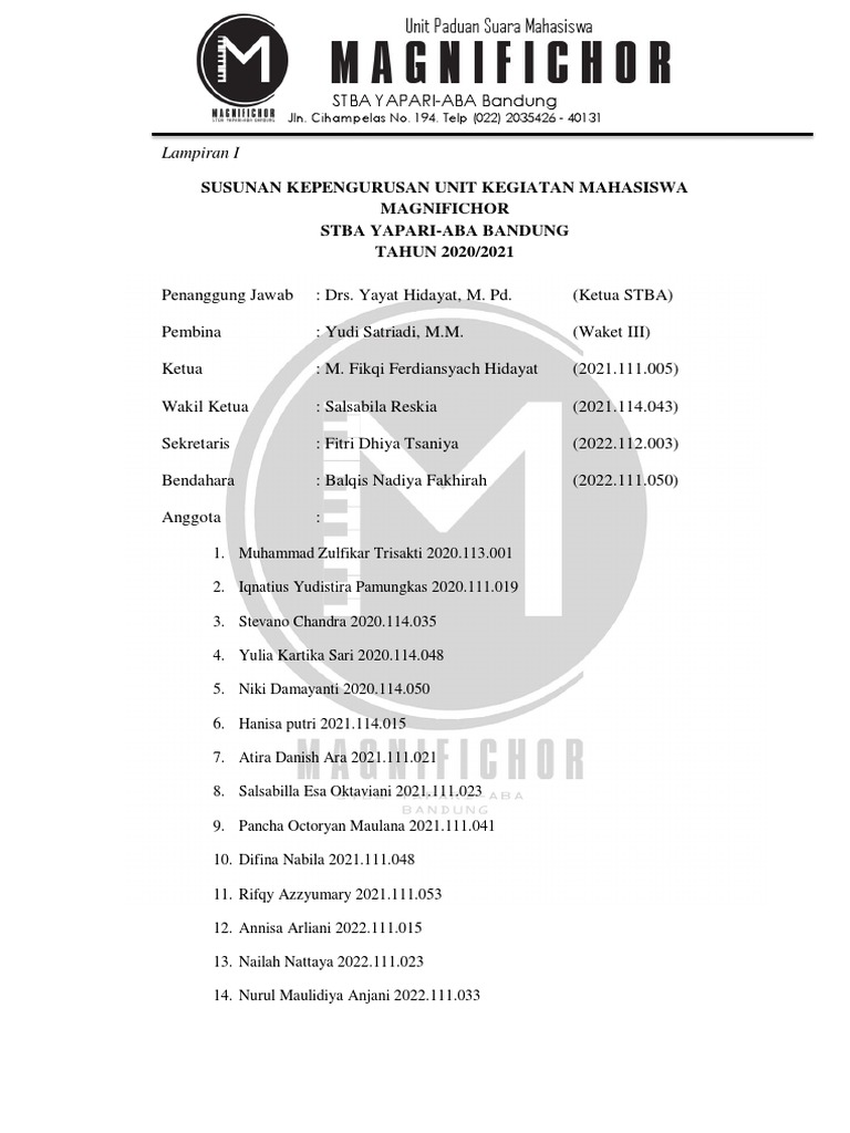 Kepengurusan Magni | PDF
