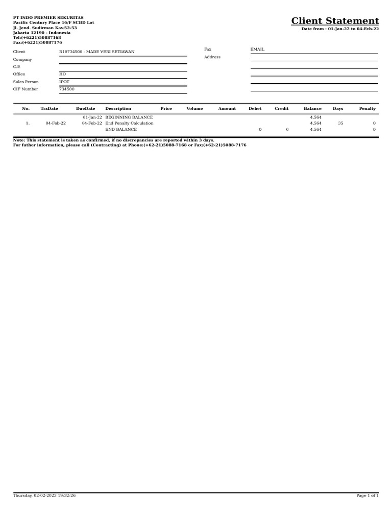 Client Statement: Jan-Feb 2022 | PDF