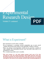 Experimental Research Design: Module IV Continued