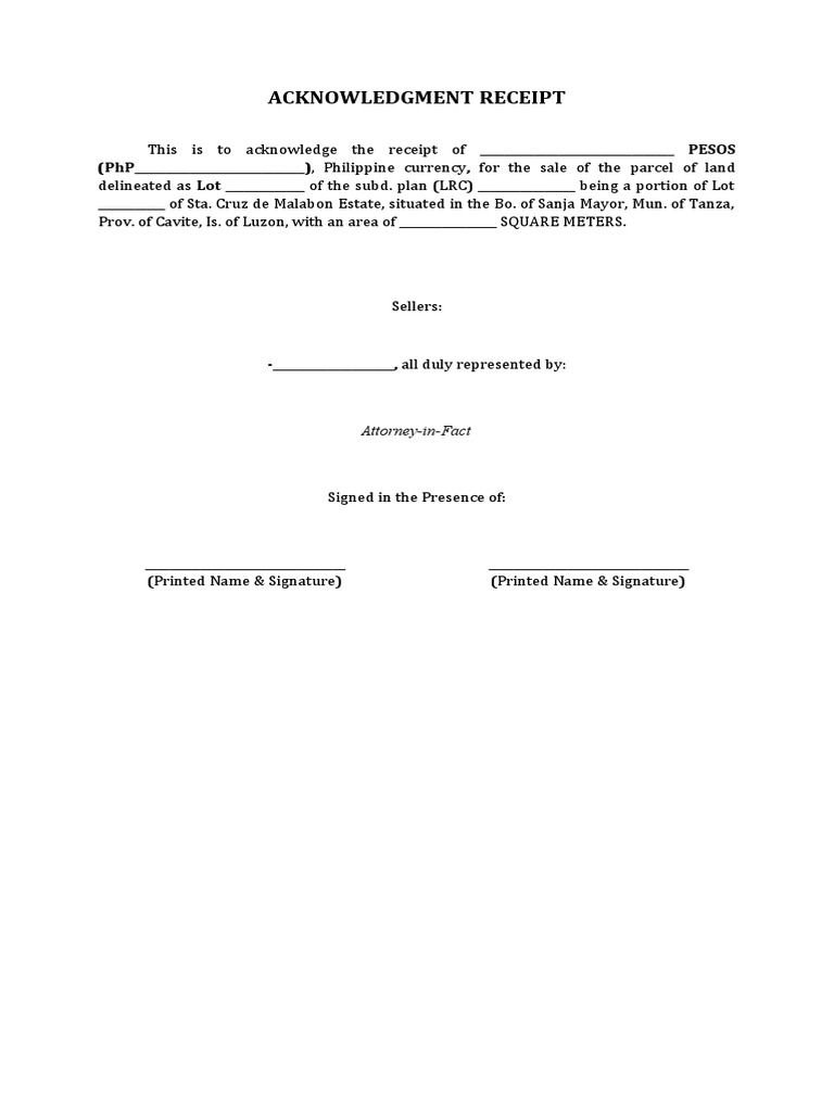 Acknowledgment Receipt for Land Sale | PDF