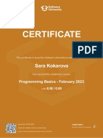 Certificate: Sara Kokarova