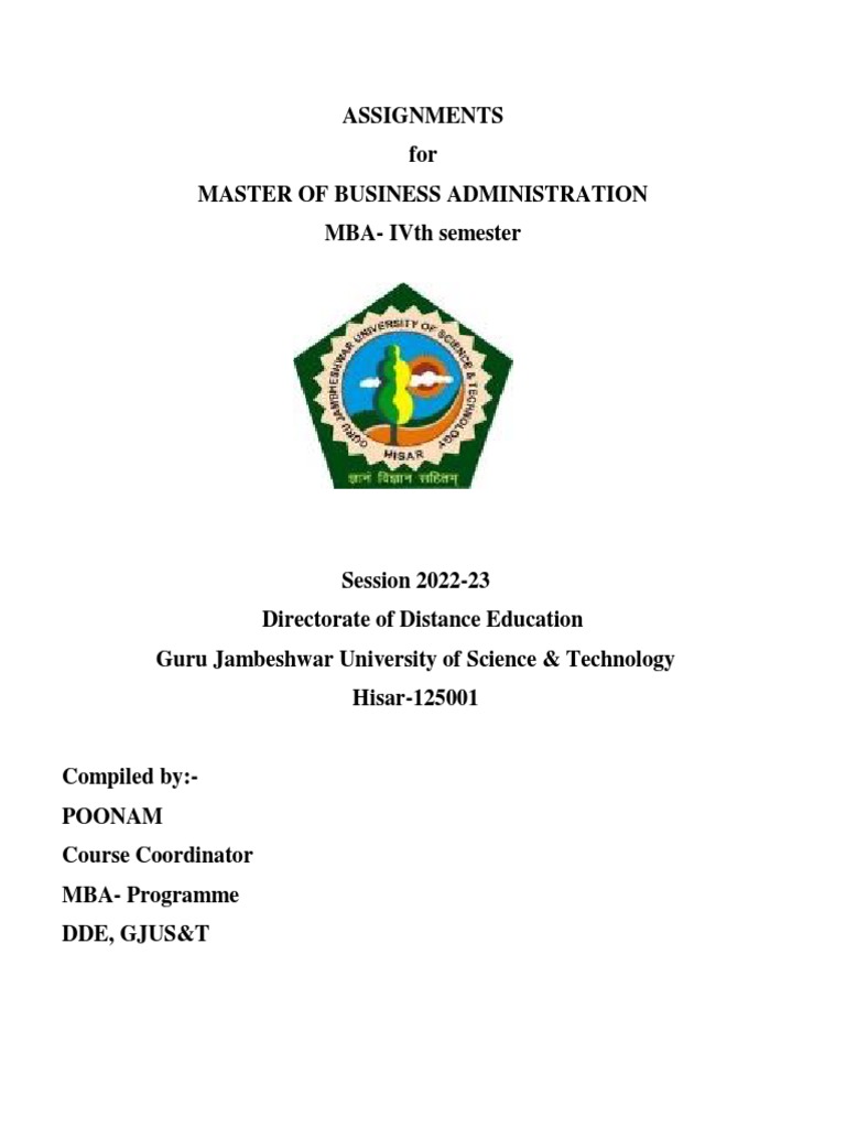 Assignments For MBA 4th 2022-23-03042023 | PDF | Distance Education ...