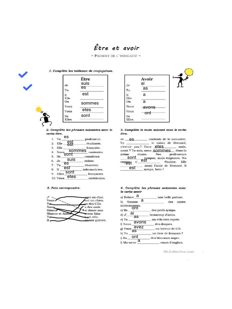 Conjugaison des verbes être et avoir | PDF