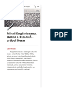 Mihail Kogălniceanu, DACIA LITERARĂ - Articol Literar