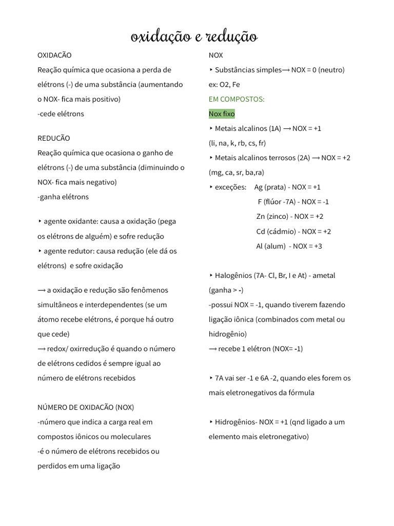 Qu mica oxida o e redu o documentos google download gr tis pdf