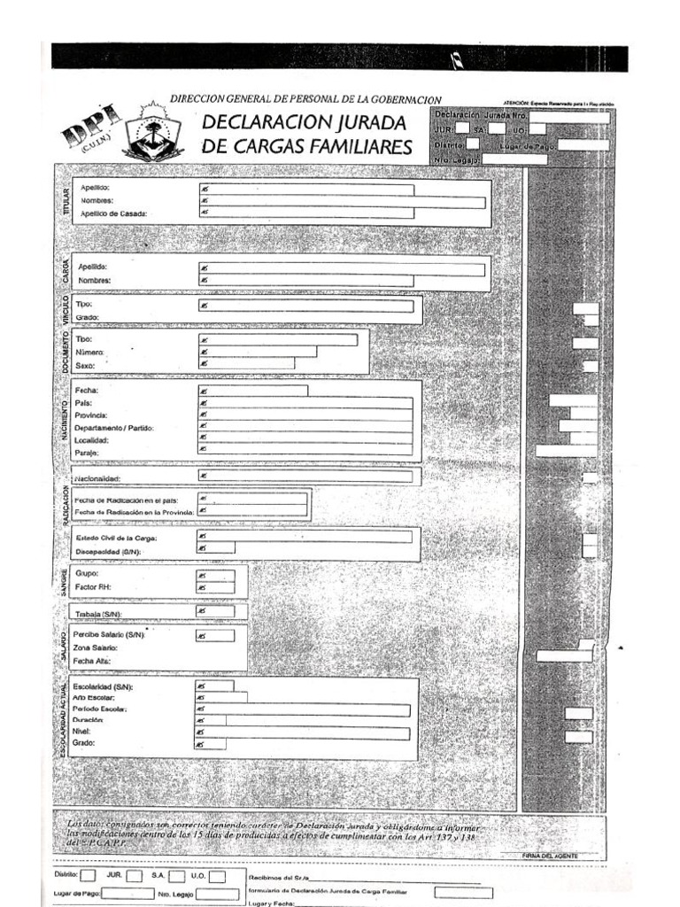 Declaracion Jurada de Cargas de Familia PDF