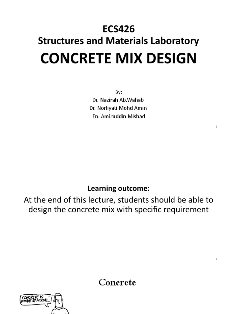 CONCRETE MIX DESIGN Lecture PDF Concrete Building Materials