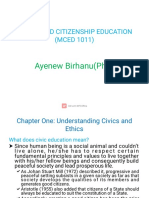 Moral and Citizenship Education (Mced 1011) : Ayenew Birhanu (PHD)