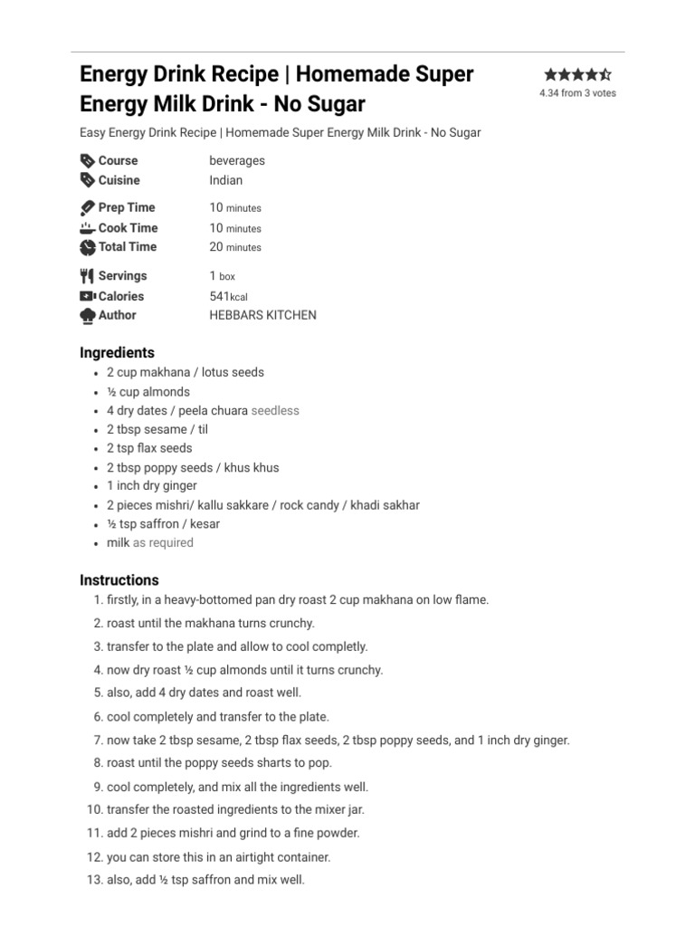 Energy Drink Recipe _ Homemade Super Energy Milk Drink No Sugar