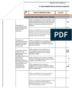 Administrative Affairs: Fy 2020 Administrative Division Operational Plan