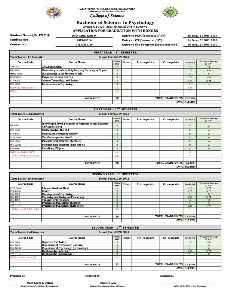 Psychology Student Academic Record | PDF | Psychology | Science