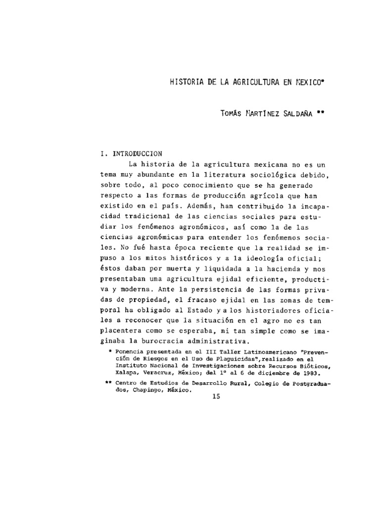 Historia de La Agricultura en Mexico PDF