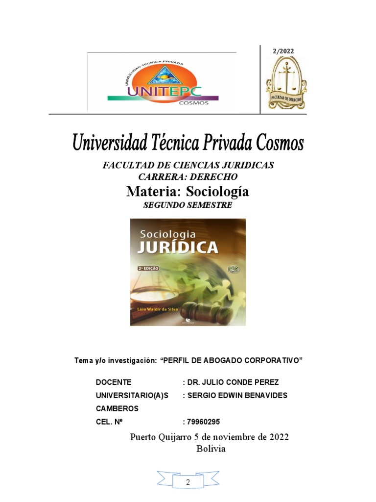 Perfil de Un Abogado Corporativo Sergio Benavides PDF Corporaciones Administración Pública