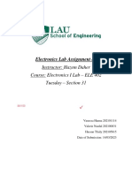 Electronics Lab Assignment #4: Instructor: Hazem Daher Course: Electronics I Lab - ELE 402 Tuesday - Section 31