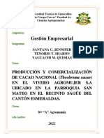 Producción y comercialización de cacao nacional en el vivero Agromujer S.A