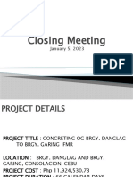 Concreting Project Closing Meeting Summary