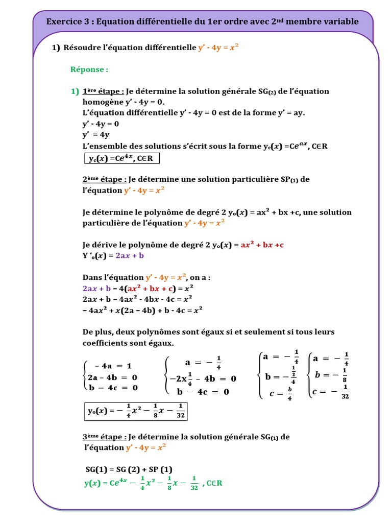 Résolution d'une équation différentielle 1er ordre | PDF