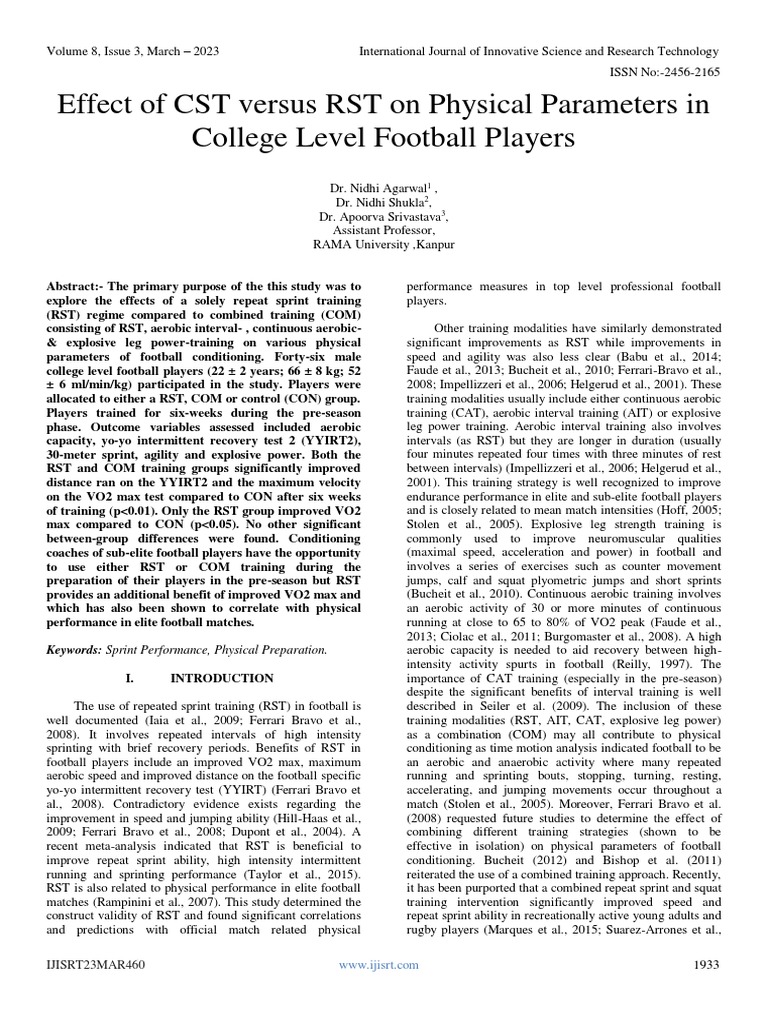 Effect of CST Versus RST On Physical Parameters in College Level ...