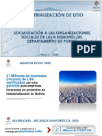Industrialización de Litio: Socialización A Las Organizaciones Sociales de Las 4 Regiones Del Departamento de Potosí
