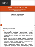 Programa Linier: Matakuliah Riset Operasional Pertemuan Ke-2