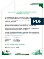 Public Notice Number 14 of 2021 Implementation of Automated E-Road Cargo Manifest