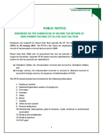 Public Notice 6 of 2021 REMINDER ON THE SUBMISSION OF INCOME TAX RETURN OF EMPLOYMENT INCOME ITF16 FOR 2020 TAX YEAR