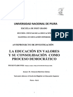 La Educacion en Valores Y Su Consolidacion Como Proceso Democrático