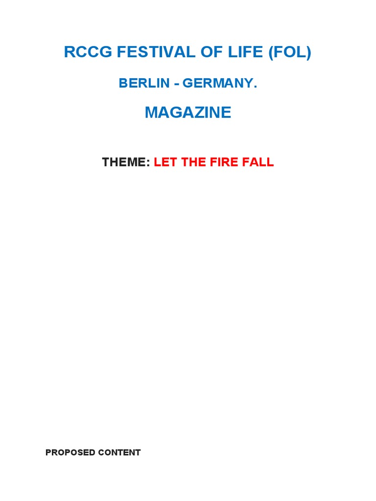 RCCG Festival of Life Berlin Magazine | PDF | The Gospel | Abrahamic ...