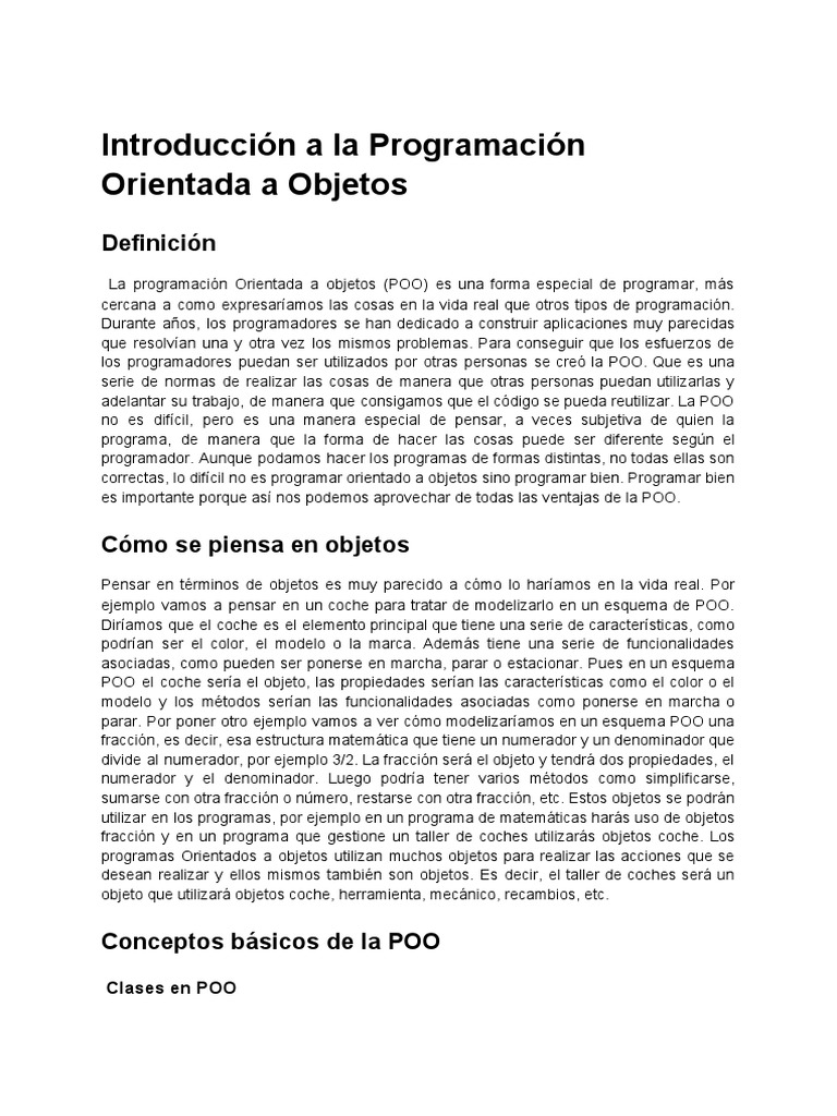 Introducción a la Programación POO | PDF | Objeto (informática ...