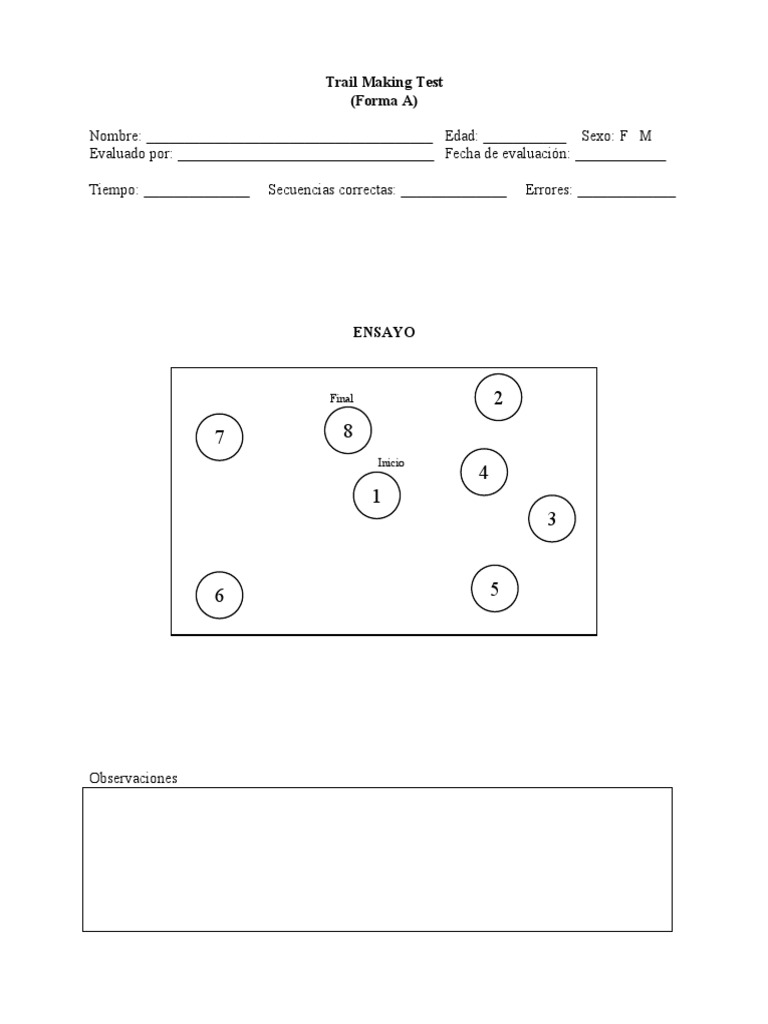 TMT - A y B Adultos | PDF