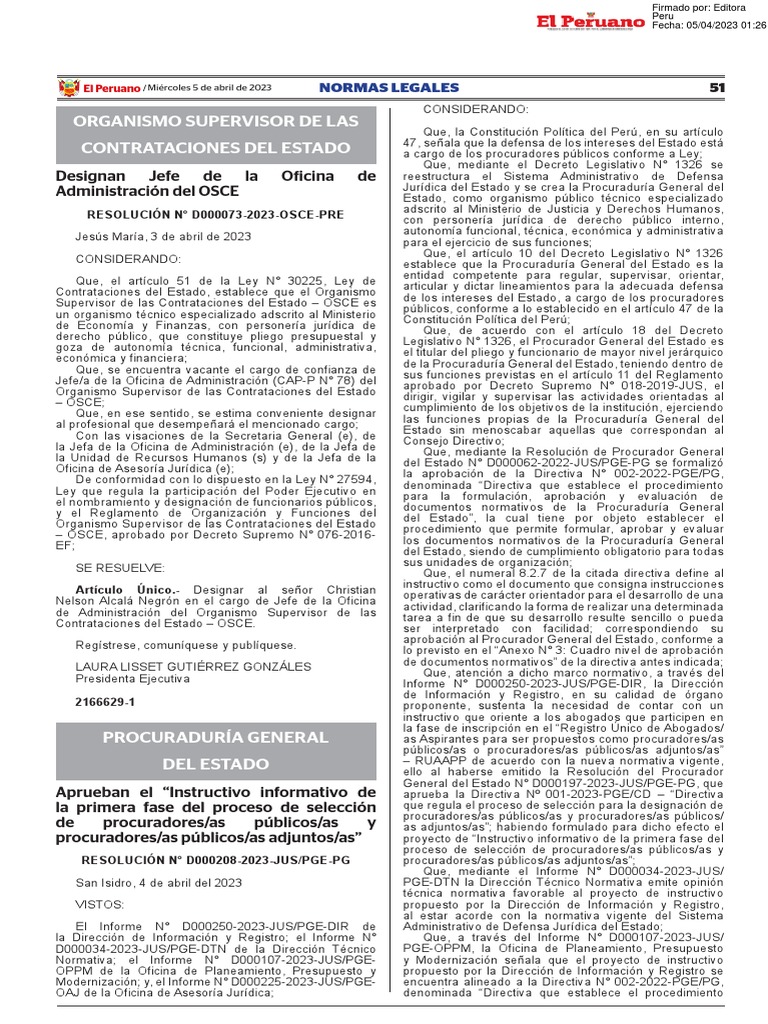 Resolución #D000208-2023-Jus/pge-Pg | PDF | Estado (política) | Ley Pública