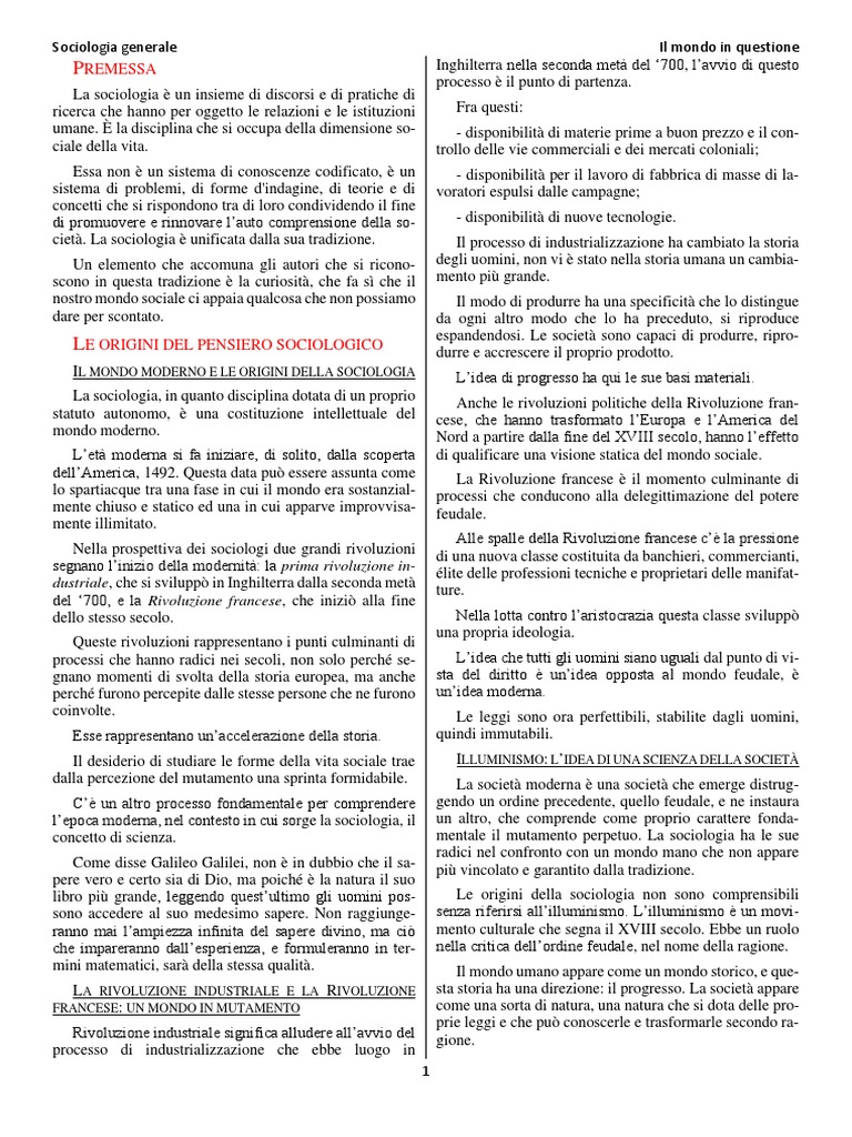 IL MONDO IN QUESTIONE (Riassunto) | PDF