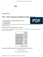 VPL, TIR e Payback (Sistema Fotovoltaico) - Elétrica e Finanças
