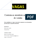 Vagas: Contrata-Se Atendente Ao Balcão de Vendas