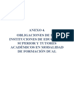 Anexo 4. Obligaciones de Las Instituciones de Educación Superior Y Tutores Académicos en Modalidad de Formación Dual