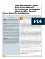 Corneal Thickness Measurements Using Time-Domain Anterior Segment OCT, Ultrasound, and Scheimp Ug Tomographer Pachymetry Before and After Corneal Cross-Linking For Keratoconus