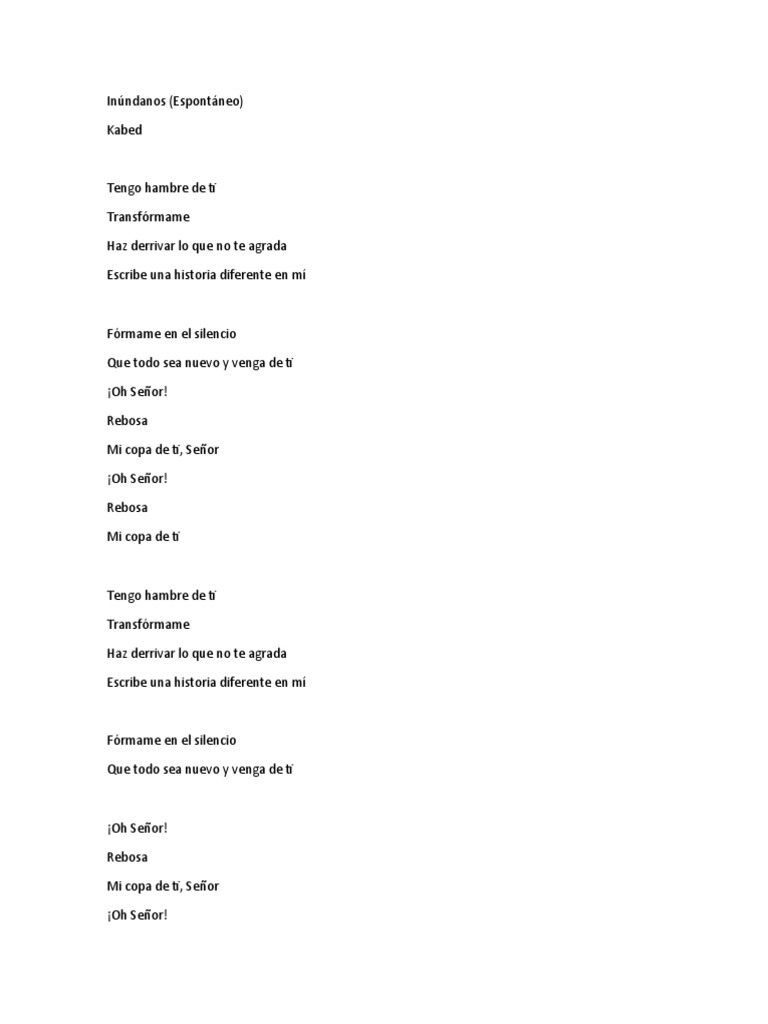 Inúndanos de Kabed Letra PDF
