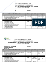 Gage University College Level II TVET Class Schedule