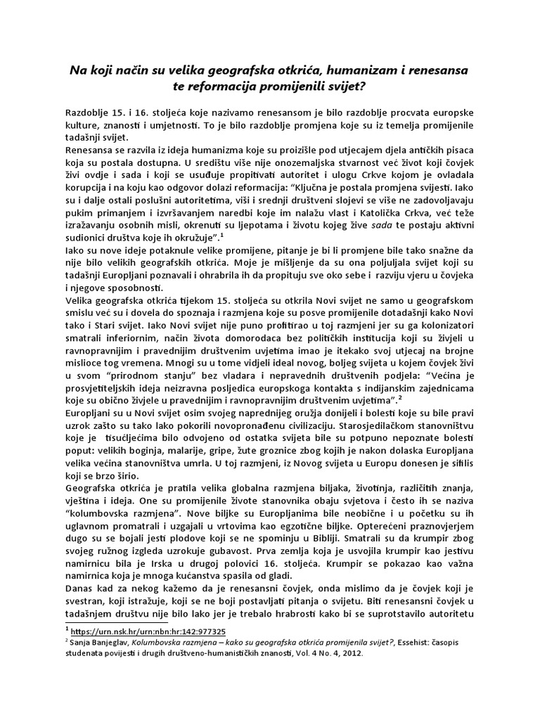 Na Koji Način Su Velika Geografska Otkrića | PDF