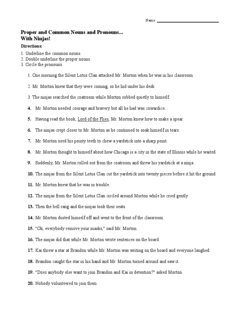 4. Proper Nouns, Common Nouns, & Pronouns PDF