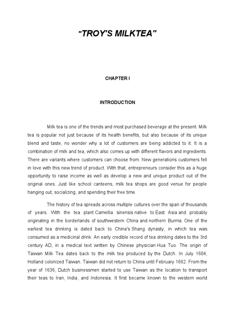 Feasibility Study (Milk Tea) | PDF | Drink | Tea
