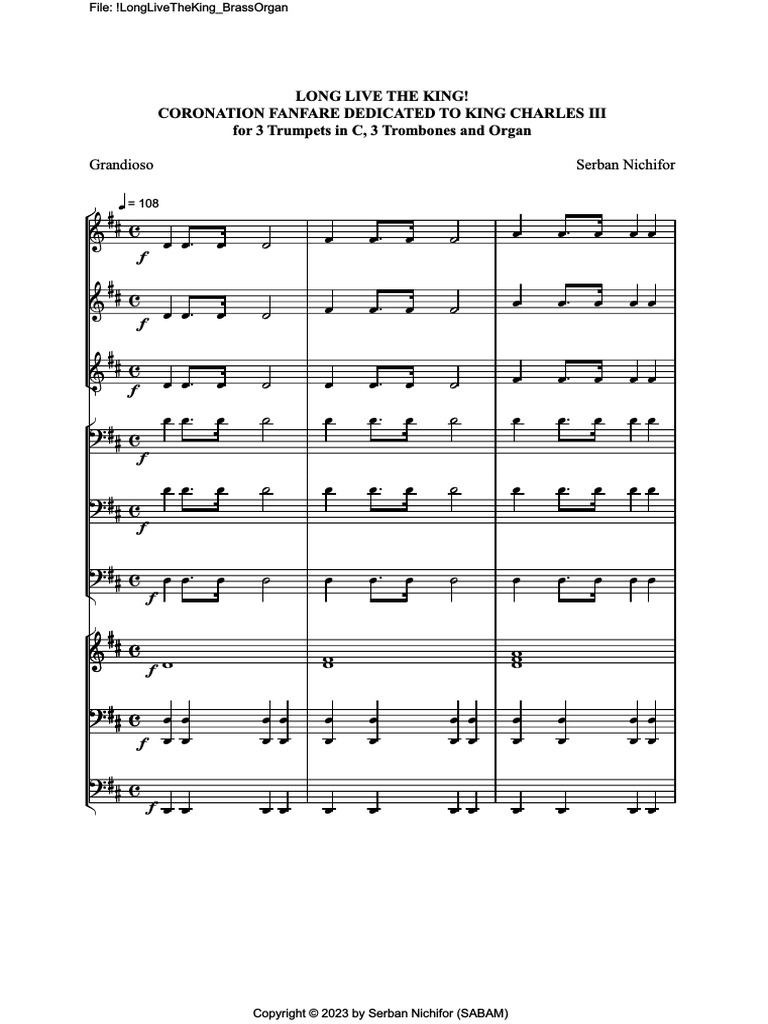 Coronation Fanfare Dedicated To King Charles III PDF