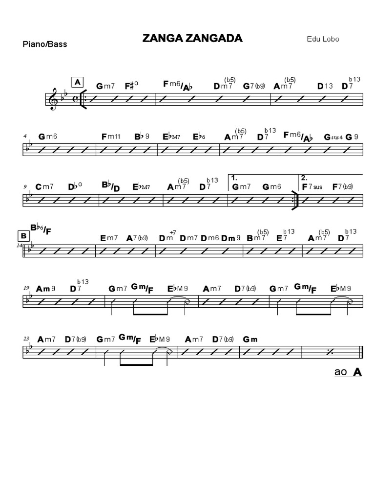 Zanga Zangada Chords for Guitar | PDF