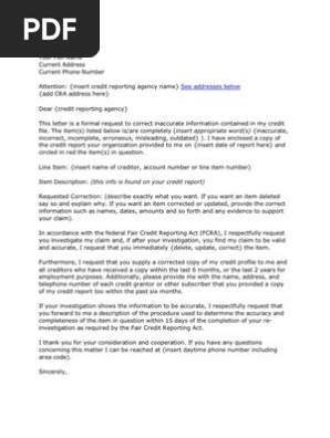 Credit Dispute
