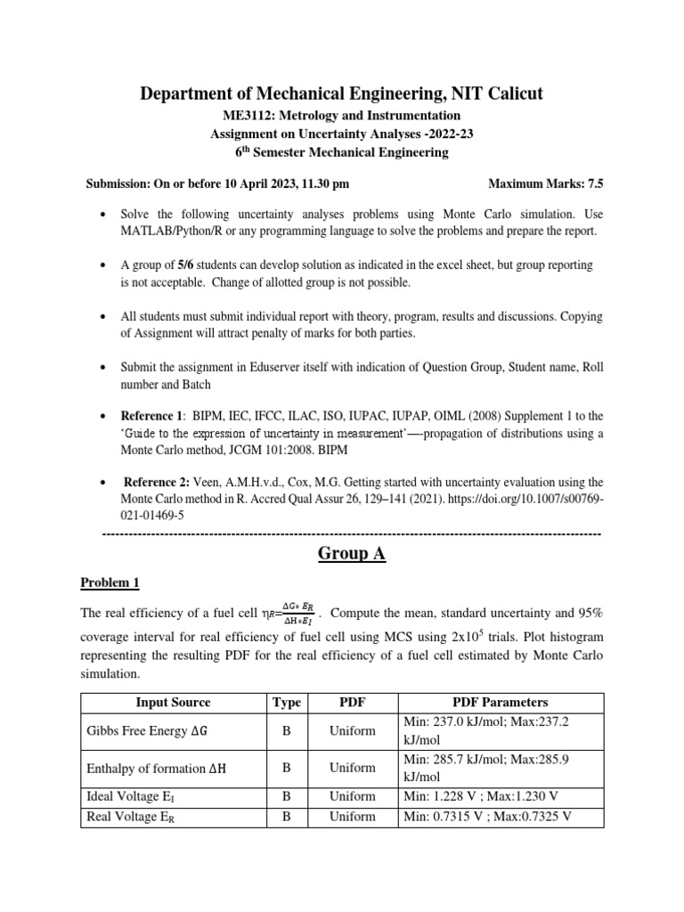 Monte Carlo Simulation Assignment - Metrology and Instrumentation 2023 ...