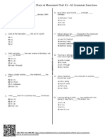 457 - Prepositions of Time Place Movement Test A1 A2 Grammar Exercises