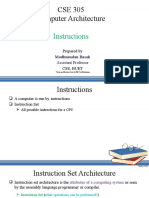 CSE 305 Computer Architecture: Instructions