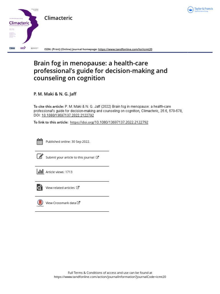 Brain Fog in Menopause: A Guide for Clinicians | PDF | Dementia | Menopause