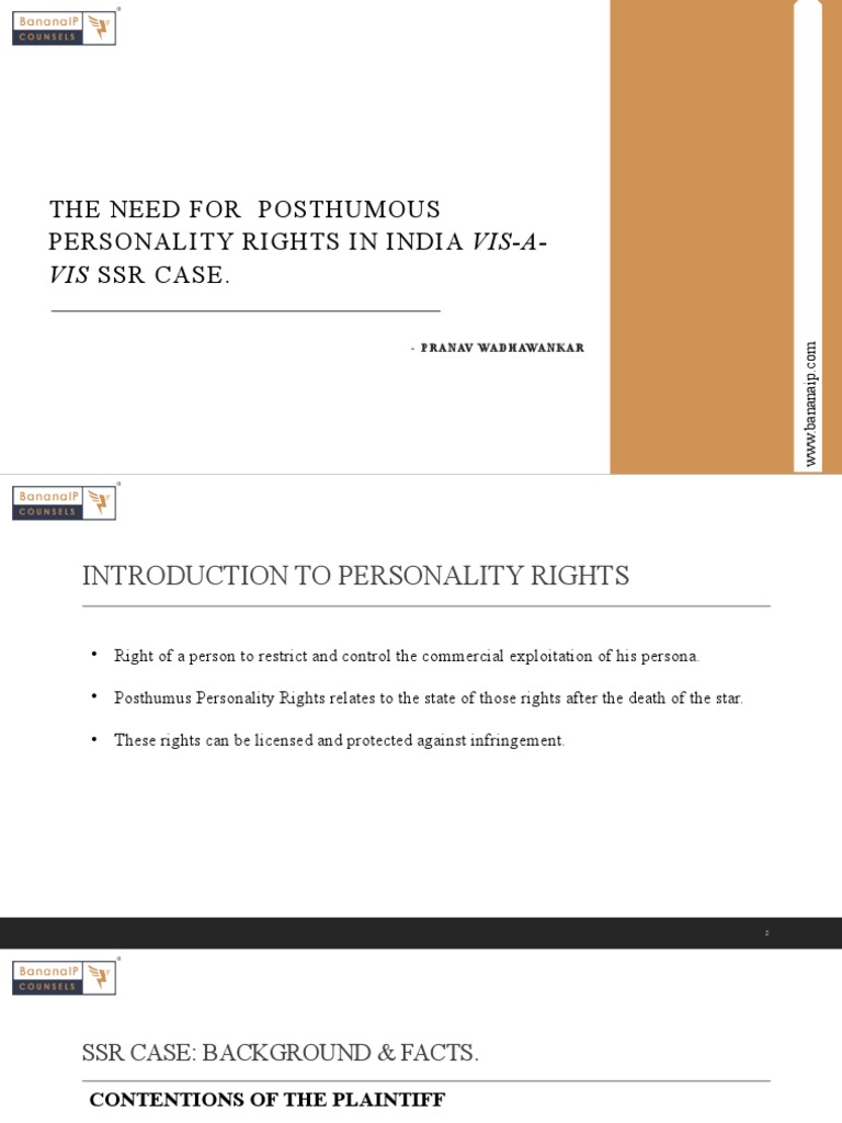Posthumous Personality Rights in India | PDF | Right To Privacy ...